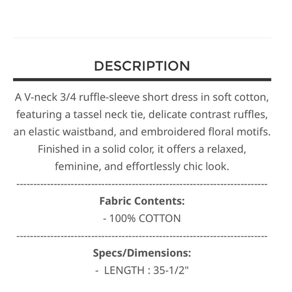 POL. V-neck Embroidered Dress with Tassels - Picture 6 of 7